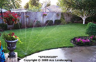 Sprinkler system in action Sprinkler system in action